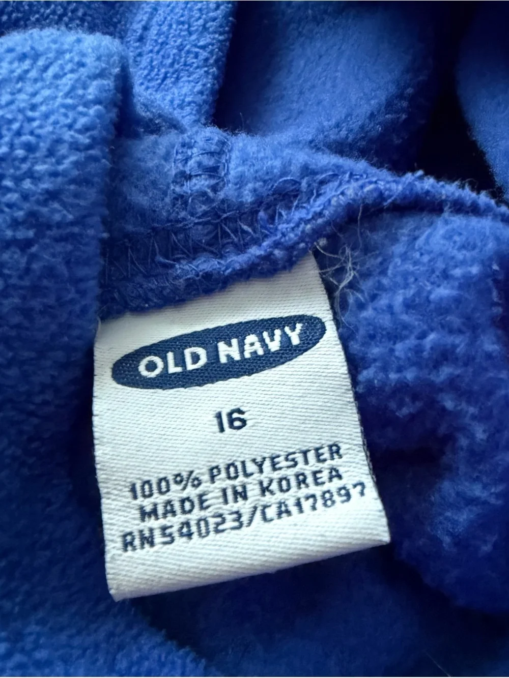 Old Navy Kids Royal Blue Fleece Pullover Hoodie Vintage Size 16
